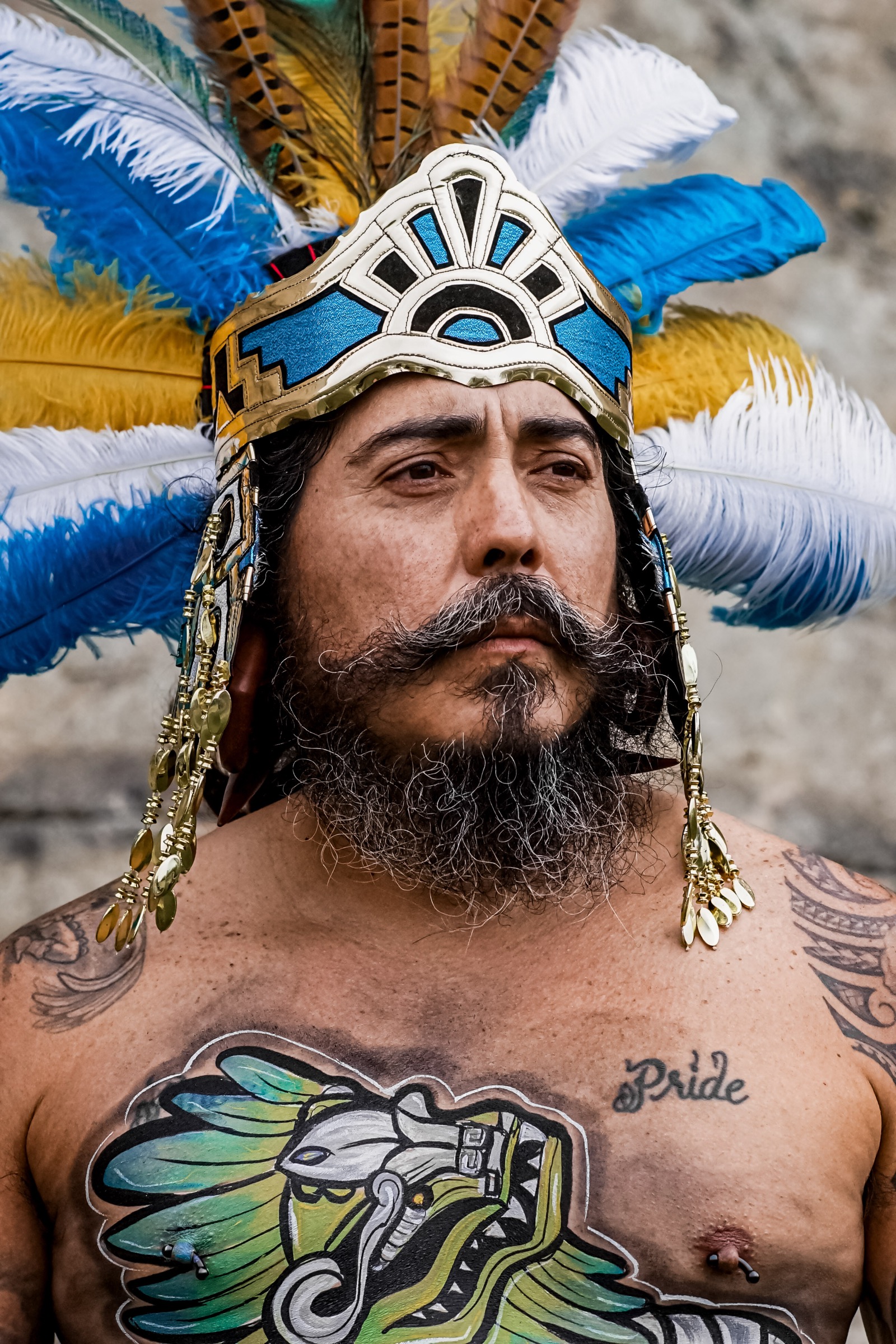 Rev Chief Mundo Santillan — close portrait, gaze upward.